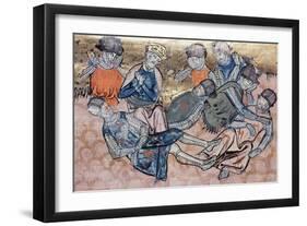 Charlemagne Mourns Orlando's Death, Miniature from the Great Chronicles of France Manuscript-null-Framed Giclee Print