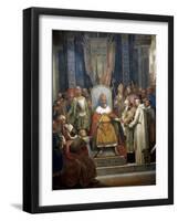 Charlemagne Receives Alcuin of York-Jean-Victor Schnetz-Framed Art Print