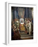 Charlemagne Receives Alcuin of York-Jean-Victor Schnetz-Framed Art Print