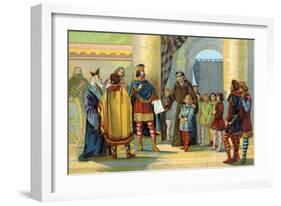 Charlemagne Visiting a School, C.1900-null-Framed Giclee Print
