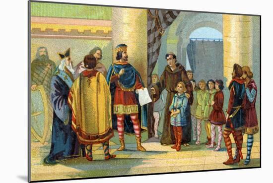 Charlemagne Visiting a School, C.1900-null-Mounted Giclee Print