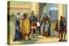 Charlemagne Visiting a School, C.1900-null-Stretched Canvas