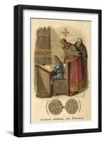 Charlemagne Watching Children Writing at School-null-Framed Giclee Print