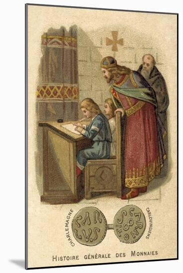 Charlemagne Watching Children Writing at School-null-Mounted Giclee Print