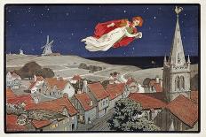 Peter and Wendy Flying from Peter Pan by J M Barrie (1860 - 1937) , Pub.1904 (Colour Litho)-Charles A Buchel-Giclee Print