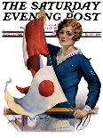 "Woman and Signal Flags," Saturday Evening Post Cover, August 21, 1926-Charles A. MacLellan-Giclee Print