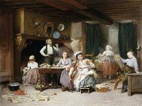 The Happy Family-Charles Auguste Romain Lobbedez-Framed Stretched Canvas