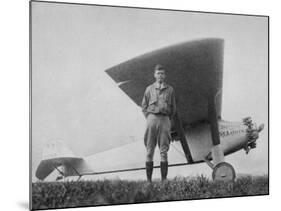 Charles Augustus Lindbergh American Aviator with His Ryan Monoplane the Spirit of St. Louis-null-Mounted Photographic Print