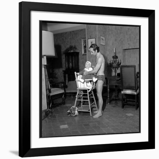 Charles Aznavour and His Daughter at the Festival De Cannes , in 1970-Marcel Begoin-Framed Photographic Print