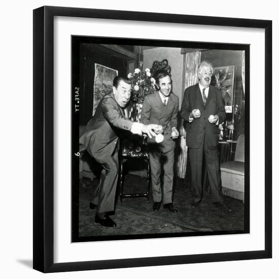 Charles Aznavour, Fernandel and Michel Simon at the Orange and Citron Price, 28 October 1969-Marcel Begoin-Framed Premium Photographic Print