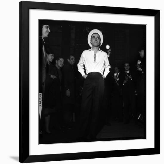 Charles Aznavour, Posing for the Press-Marcel Begoin-Framed Photographic Print