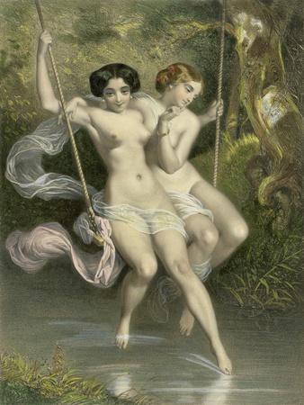 Two Ladies on a Swing, Illustration from "Les Sylphides"