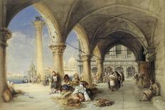 Greek Merchants and Fruit Sellers in the Piazzetta, Venice, 1848-Charles Bentley-Framed Giclee Print