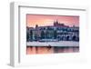 Charles Bridge across Vltava River with Hradcany Quarter and St. Vitus Cathedral in Prague-null-Framed Art Print