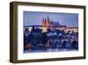 Charles Bridge across Vltava River with Hradcany Quarter and St. Vitus Cathedral in Prague-null-Framed Art Print