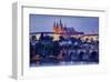 Charles Bridge across Vltava River with Hradcany Quarter and St. Vitus Cathedral in Prague-null-Framed Art Print