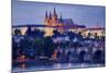 Charles Bridge across Vltava River with Hradcany Quarter and St. Vitus Cathedral in Prague-null-Mounted Art Print