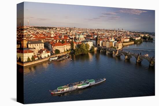 Charles Bridge across Vltava River with Old Town Bridge Tower in Prague-null-Stretched Canvas