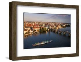 Charles Bridge across Vltava River with Old Town Bridge Tower in Prague-null-Framed Art Print