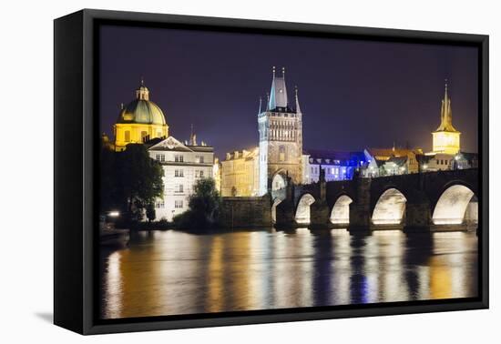 Charles Bridge and Mala Strana Bridge Tower-Christian Kober-Framed Stretched Canvas