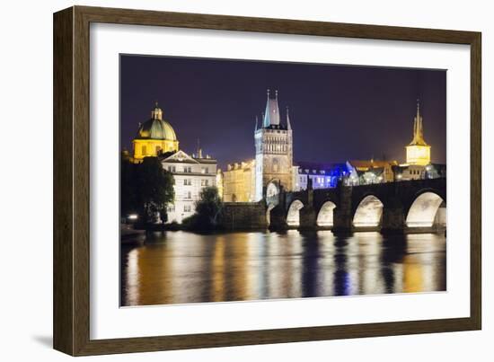 Charles Bridge and Mala Strana Bridge Tower-Christian Kober-Framed Photographic Print