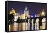 Charles Bridge and Mala Strana Bridge Tower-Christian Kober-Framed Stretched Canvas