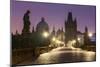 Charles Bridge and Old Town Bridge Tower in Prague, Central Bohemia, Czech Republic-null-Mounted Art Print