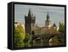 Charles Bridge and Old Town Bridge Tower, Prague, Czech Republic-David Barnes-Framed Stretched Canvas