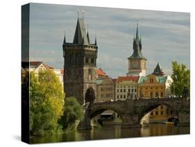 Charles Bridge and Old Town Bridge Tower, Prague, Czech Republic-David Barnes-Stretched Canvas