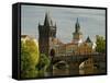 Charles Bridge and Old Town Bridge Tower, Prague, Czech Republic-David Barnes-Framed Stretched Canvas