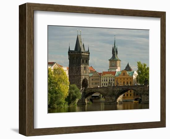 Charles Bridge and Old Town Bridge Tower, Prague, Czech Republic-David Barnes-Framed Premium Photographic Print