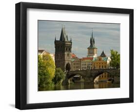 Charles Bridge and Old Town Bridge Tower, Prague, Czech Republic-David Barnes-Framed Premium Photographic Print