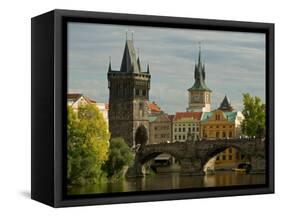 Charles Bridge and Old Town Bridge Tower, Prague, Czech Republic-David Barnes-Framed Stretched Canvas