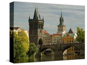 Charles Bridge and Old Town Bridge Tower, Prague, Czech Republic-David Barnes-Stretched Canvas