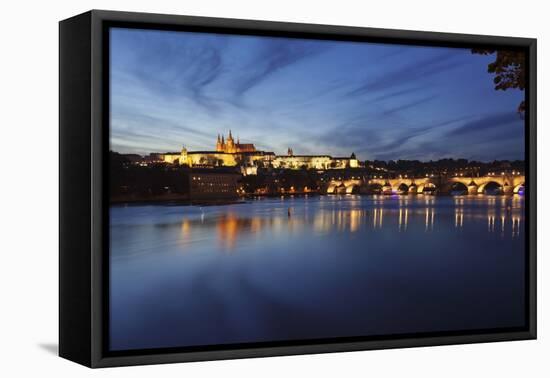 Charles Bridge and the Castle District with St. Vitus Cathedral and Royal Palace-Markus-Framed Stretched Canvas