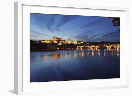 Charles Bridge and the Castle District with St. Vitus Cathedral and Royal Palace-Markus-Framed Photographic Print