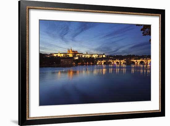 Charles Bridge and the Castle District with St. Vitus Cathedral and Royal Palace-Markus-Framed Photographic Print