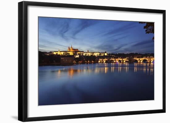 Charles Bridge and the Castle District with St. Vitus Cathedral and Royal Palace-Markus-Framed Photographic Print