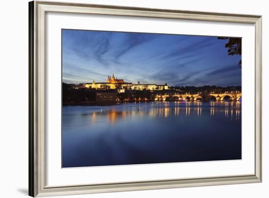 Charles Bridge and the Castle District with St. Vitus Cathedral and Royal Palace-Markus-Framed Photographic Print