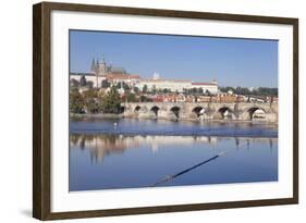 Charles Bridge and the Castle District with St. Vitus Cathedral and Royal Palace-Markus-Framed Photographic Print