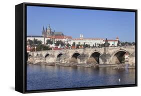 Charles Bridge and the Castle District with St. Vitus Cathedral and Royal Palace-Markus-Framed Stretched Canvas