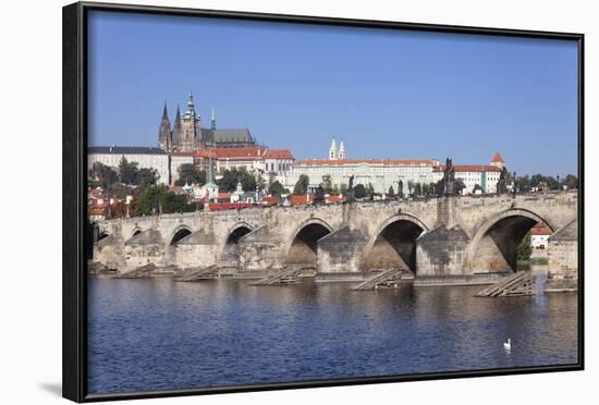 Charles Bridge and the Castle District with St. Vitus Cathedral and Royal Palace-Markus-Framed Photographic Print