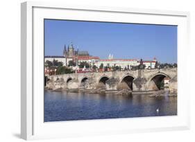 Charles Bridge and the Castle District with St. Vitus Cathedral and Royal Palace-Markus-Framed Photographic Print