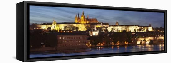 Charles Bridge and the Castle District with St. Vitus Cathedral and Royal Palace-Markus Lange-Framed Stretched Canvas