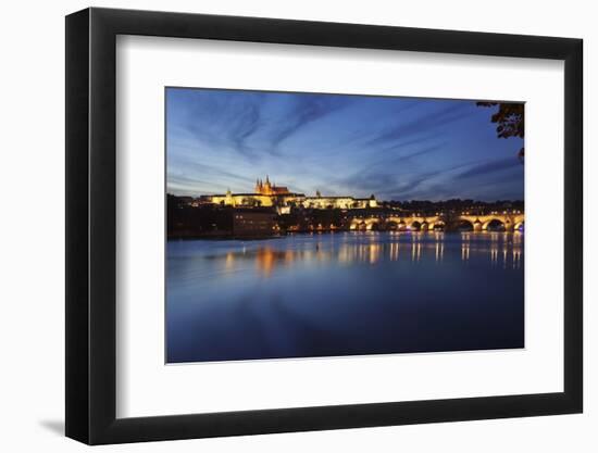 Charles Bridge and the Castle District with St. Vitus Cathedral and Royal Palace-Markus-Framed Premium Photographic Print