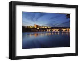 Charles Bridge and the Castle District with St. Vitus Cathedral and Royal Palace-Markus-Framed Premium Photographic Print