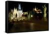 Charles Bridge and The Prague Castle at Night-George Oze-Framed Stretched Canvas