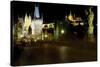 Charles Bridge and The Prague Castle at Night-George Oze-Stretched Canvas