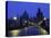 Charles Bridge at Night and City Skyline with Spires, Prague, Czech Republic-Nigel Francis-Stretched Canvas