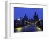 Charles Bridge at Night and City Skyline with Spires, Prague, Czech Republic-Nigel Francis-Framed Photographic Print